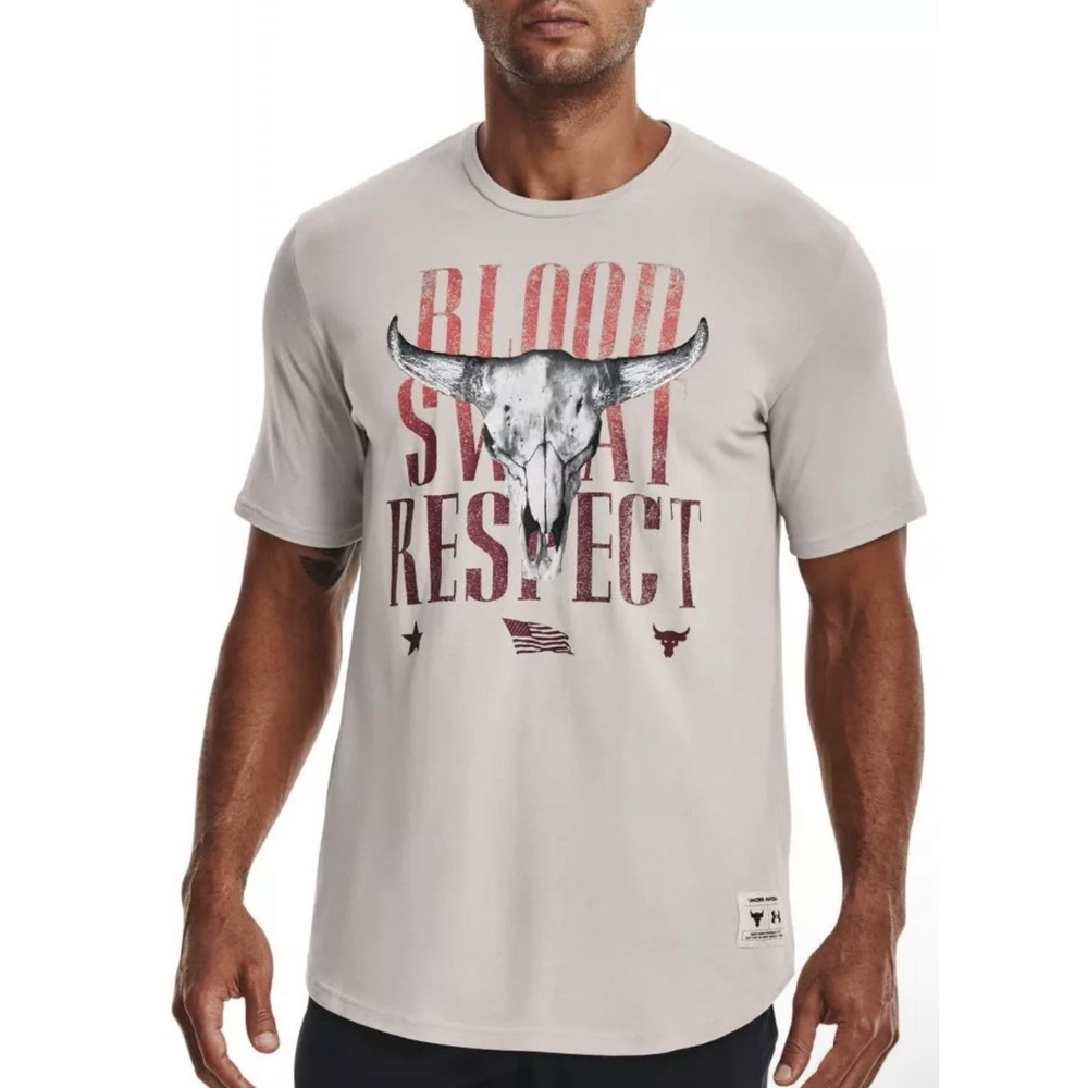 Under Armour‎ Project Rock Outlaw Blood Sweat Respect T Shirt Mens S Loose Fit